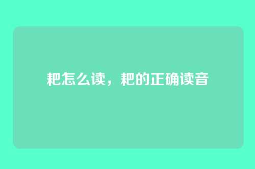 耙怎么读,耙的正确读音