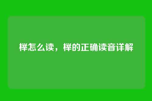 榉怎么读,榉的正确读音详解