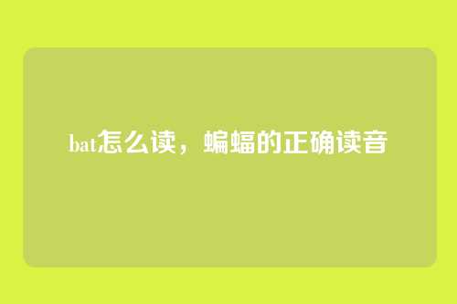 bat怎么读,蝙蝠的正确读音