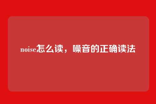 noise怎么读,噪音的正确读法