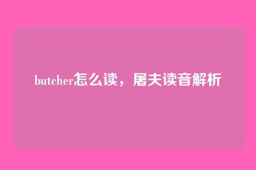 butcher怎么读,屠夫读音解析