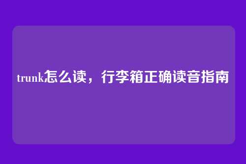 trunk怎么读,行李箱正确读音指南