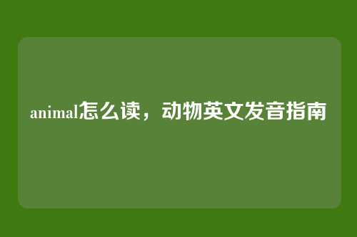 animal怎么读,动物英文发音指南