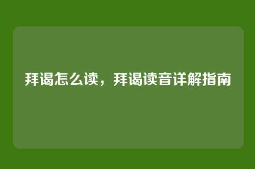 拜谒怎么读,拜谒读音详解指南