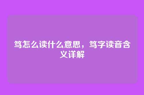 笃怎么读什么意思，笃字读音含义详解