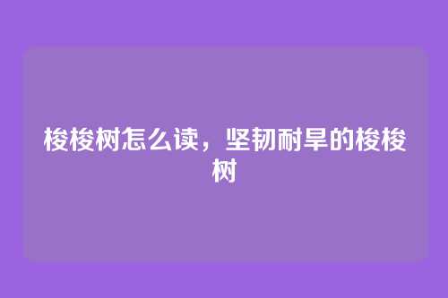 梭梭树怎么读,坚韧耐旱的梭梭树