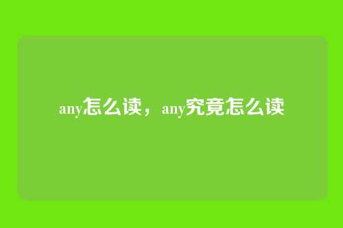 any怎么读,any究竟怎么读