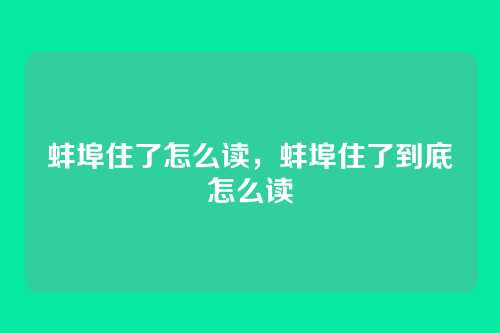 蚌埠住了怎么读，蚌埠住了到底怎么读