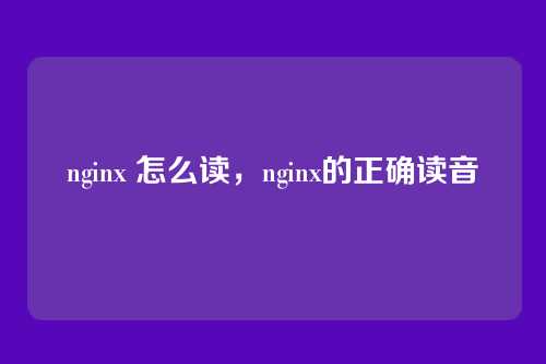 nginx 怎么读，nginx的正确读音
