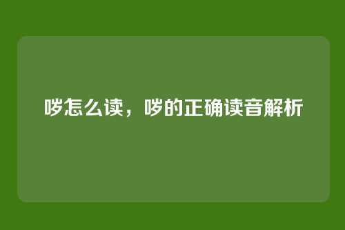 哕怎么读,哕的正确读音解析
